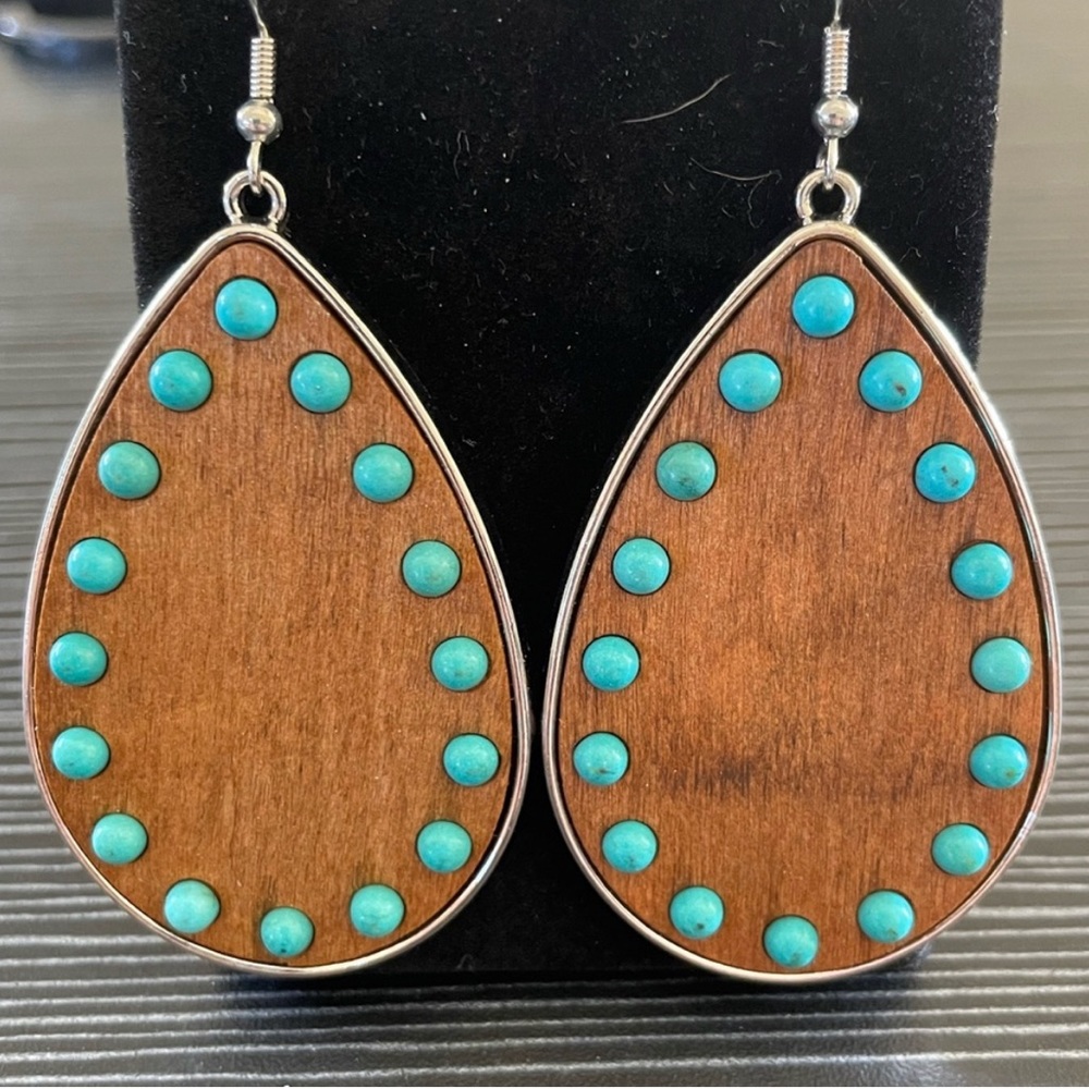 Brown and blue earrings
